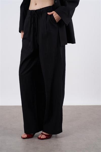 51017 KETEN PANTOLON SİYAH