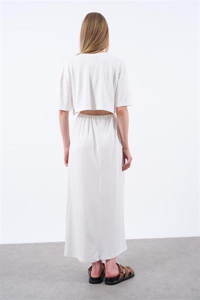 51021 TİŞORT ETEK TAKIM BEYAZ