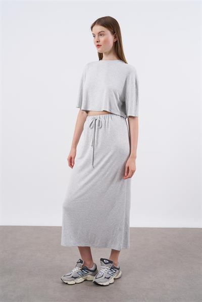 51021 TİŞORT ETEK TAKIM GRİ