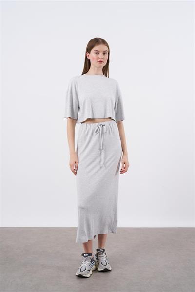 51021 TİŞORT ETEK TAKIM GRİ