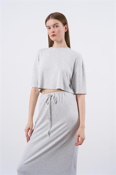 51021 TİŞORT ETEK TAKIM GRİ