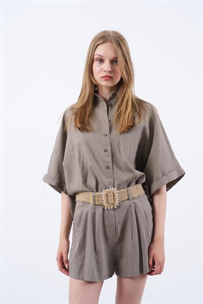 51036 GÖMLEK ŞORT TAKIM VİZON