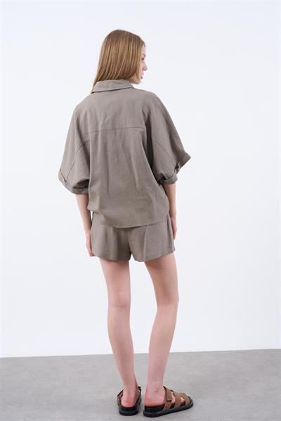 51036 GÖMLEK ŞORT TAKIM VİZON