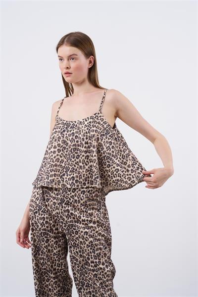 51053 SATEN ASKILI BLUZ TAKIM LEOPAR