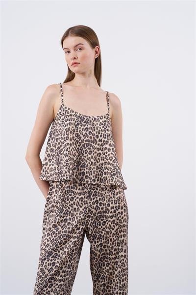 51053 SATEN ASKILI BLUZ TAKIM LEOPAR