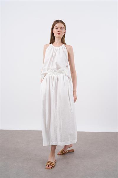 51055 ASKILI BLUZ ETEK TAKIM EKRU