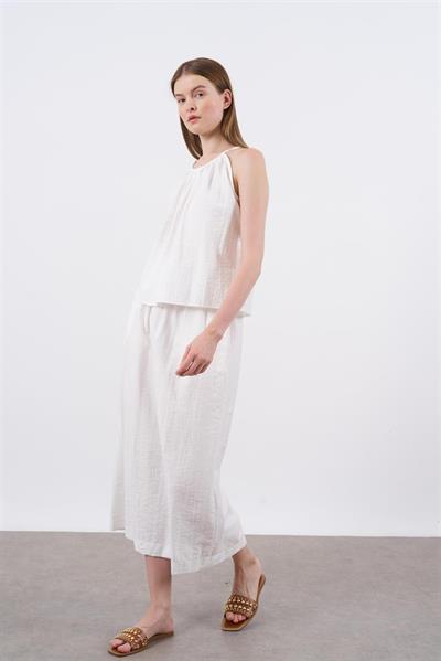 51055 ASKILI BLUZ ETEK TAKIM EKRU