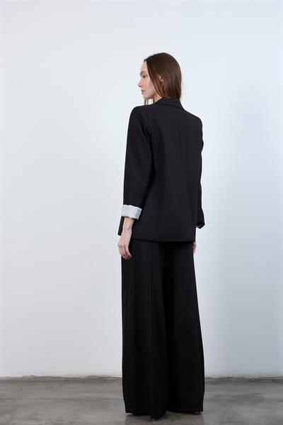 51070 PİLİLİ PALAZZO KEMERLİ PANTOLON SİYAH