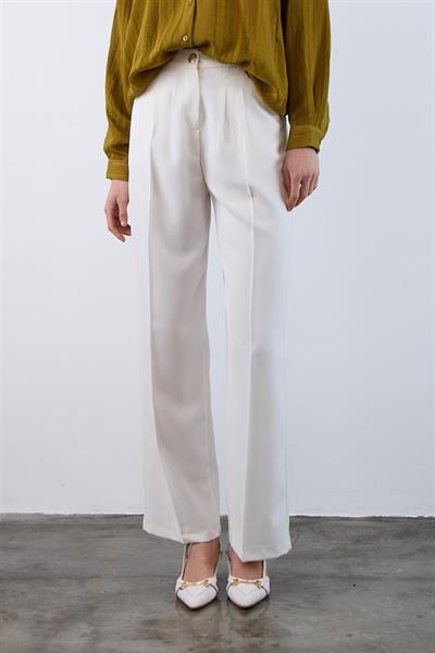 51078 PİLELİ PALAZZO PANTOLON BEYAZ