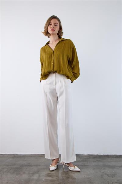 51078 PİLELİ PALAZZO PANTOLON BEYAZ