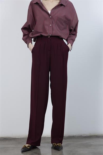 51078 PİLELİ PALAZZO PANTOLON BORDO