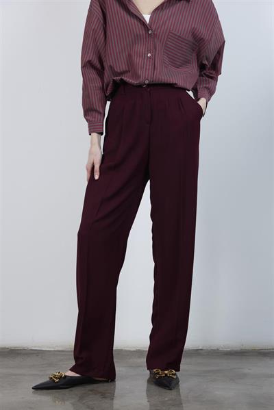 51078 PİLELİ PALAZZO PANTOLON BORDO