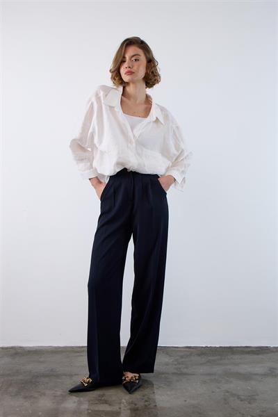 51078 PİLELİ PALAZZO PANTOLON LACİVERT