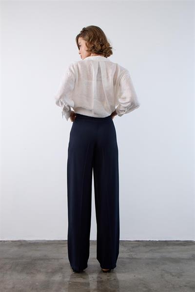 51078 PİLELİ PALAZZO PANTOLON LACİVERT