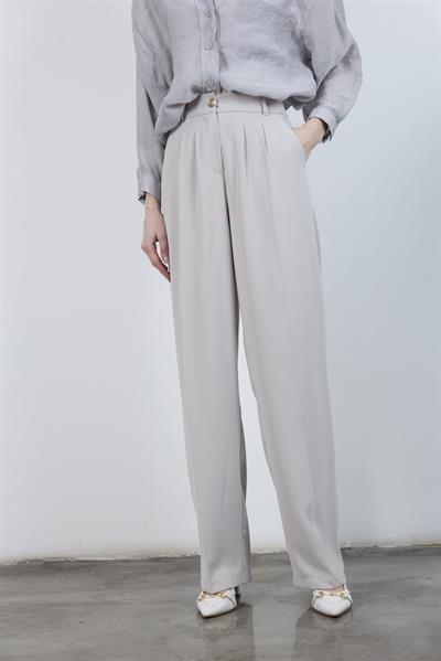 51078 PİLELİ PALAZZO PANTOLON TAŞ