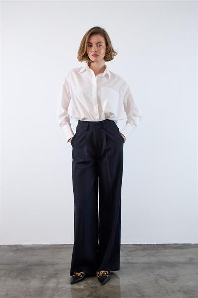 51093 PİLİLİ PALAZZO PANTOLON LACİVERT