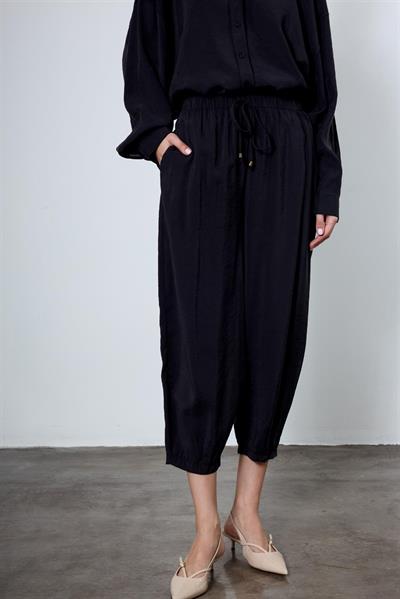 51106 BELİ LASTİKLİ PANTOLON SİYAH