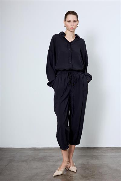 51106 BELİ LASTİKLİ PANTOLON SİYAH