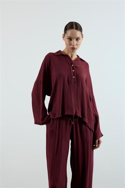 51119 POLO YAKA TİŞÖRT PANTOLON TAKIM BORDO