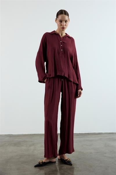 51119 POLO YAKA TİŞÖRT PANTOLON TAKIM BORDO