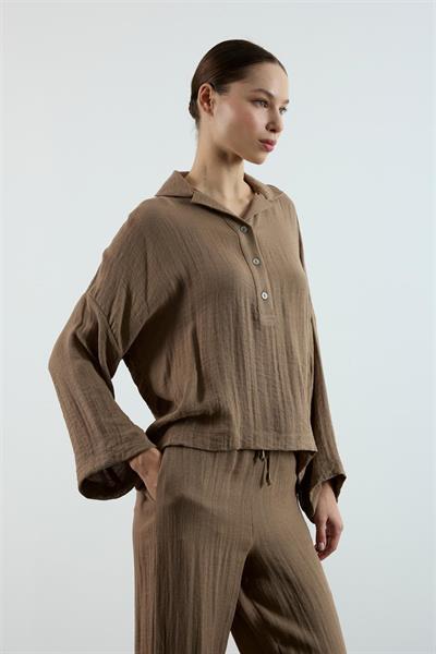 51119 POLO YAKA TİŞÖRT PANTOLON TAKIM KAHVE