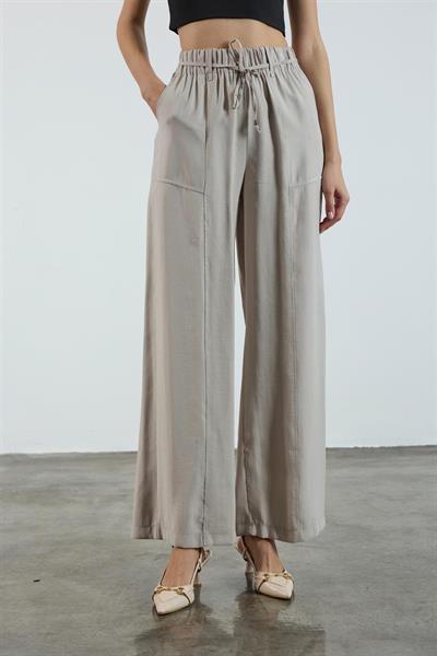 51120 BELİ LASTİKLİ PANTOLON BEJ