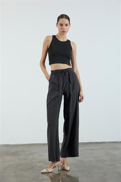 51120 BELİ LASTİKLİ PANTOLON SİYAH