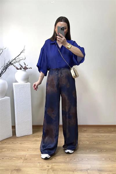 51138 EMPİRME SATEN PANTOLON LACİVERT