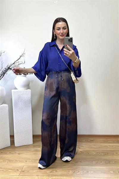 51138 EMPİRME SATEN PANTOLON LACİVERT