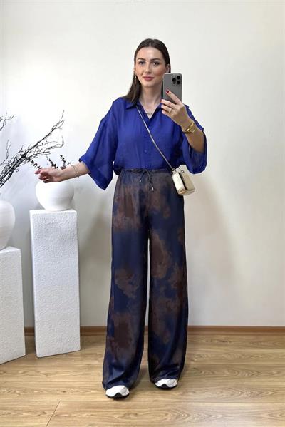 51138 EMPİRME SATEN PANTOLON LACİVERT