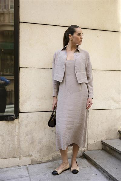 51153 GÖMLEK ELBİSE TAKIM VİZON