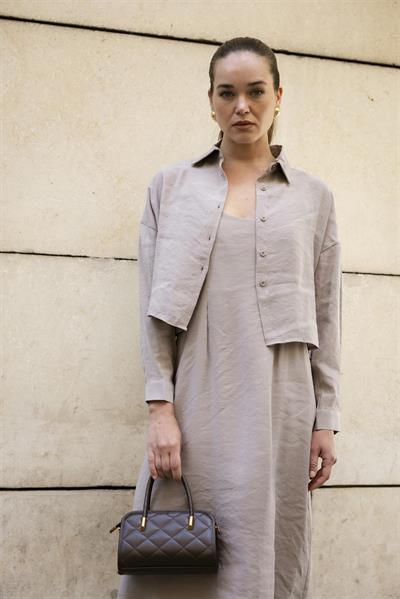 51153 GÖMLEK ELBİSE TAKIM VİZON