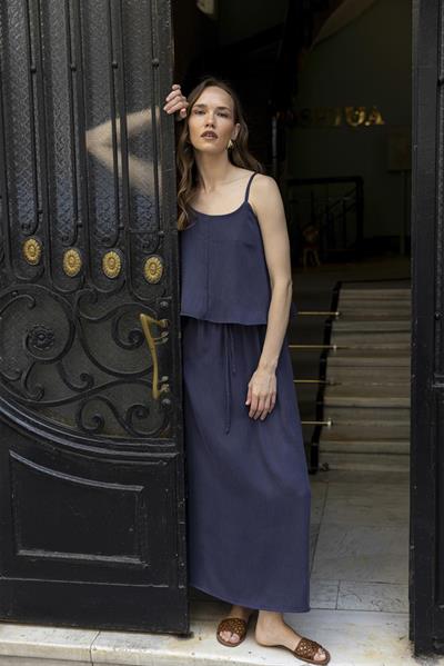 51165 ASKILI BLUZ ETEK TAKIM LACİVERT