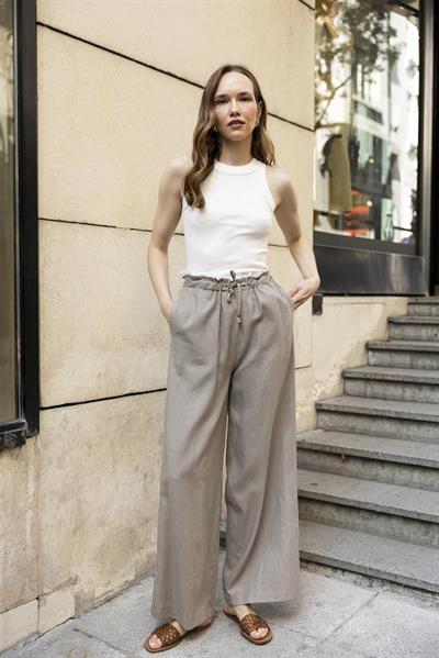 51176 KETEN PANTOLON VİZON