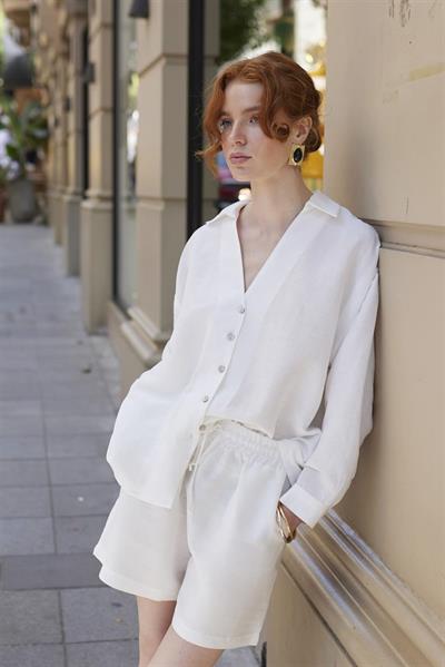 51178 GÖMLEK ŞORT TAKIM BEYAZ