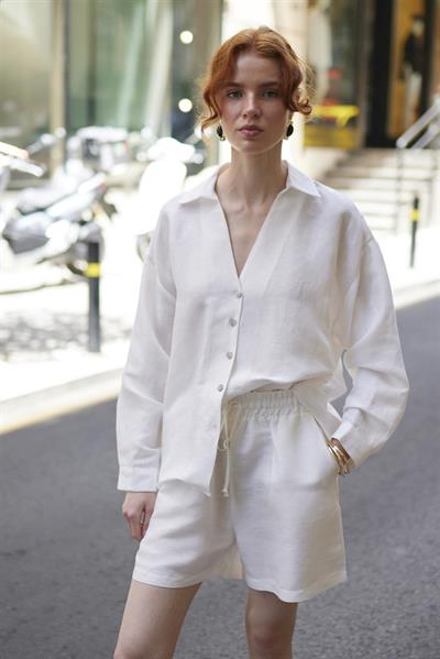 51178 GÖMLEK ŞORT TAKIM BEYAZ