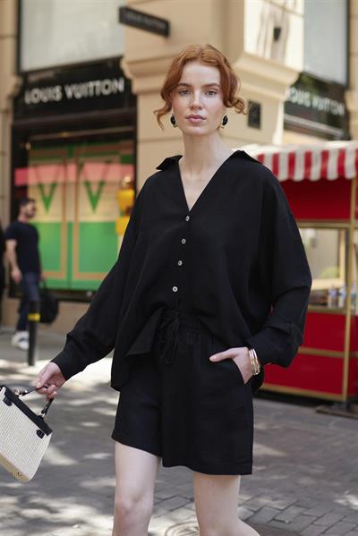 51178 GÖMLEK ŞORT TAKIM SİYAH