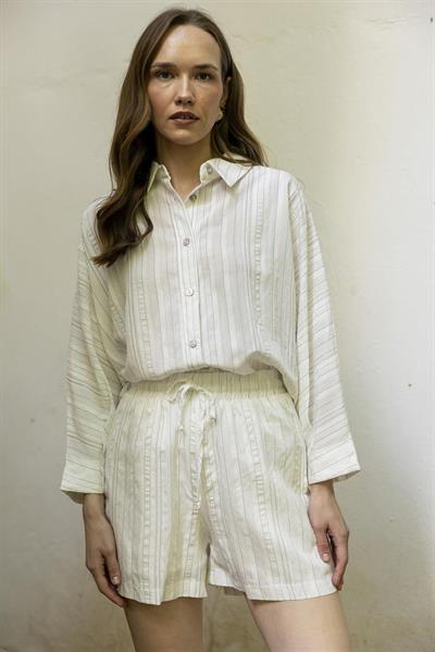 51179 GÖMLEK ŞORT TAKIM BEYAZ-SİYAH