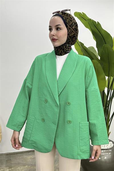 9020 ŞAL YAKA KRUVAZE CEKET FISTIK YEŞİLİ