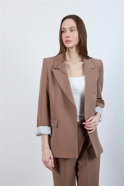 9134 KOLU KATLAMALI CEKET AÇIK KAHVE