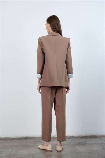 9134 KOLU KATLAMALI CEKET AÇIK KAHVE