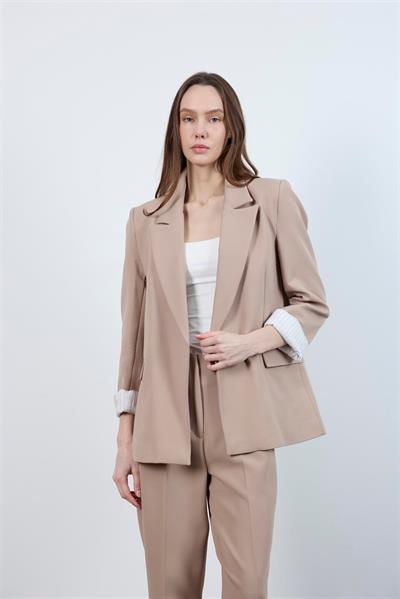 9134 KOLU KATLAMALI CEKET BEJ