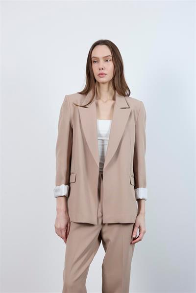 9134 KOLU KATLAMALI CEKET BEJ