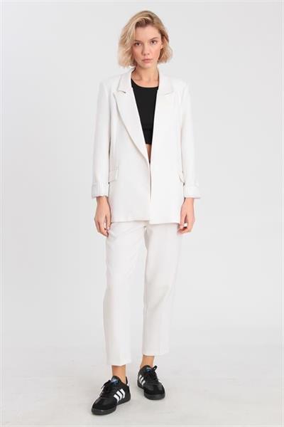 9134 KOLU KATLAMALI CEKET BEYAZ