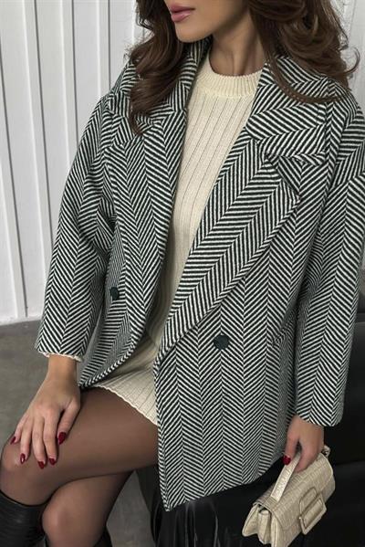 9252  BALIK SIRTI KABAN YEŞİL-BEYAZ