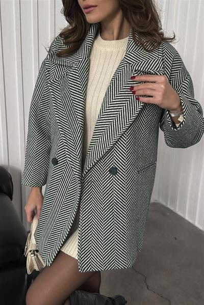 9252  BALIK SIRTI KABAN YEŞİL-BEYAZ