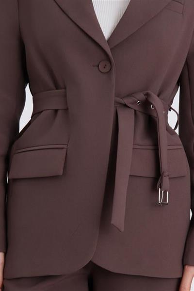 9367 KEMERLİ CEKET KAHVE