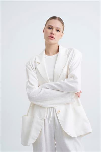 9430 KETEN CEKET BEYAZ