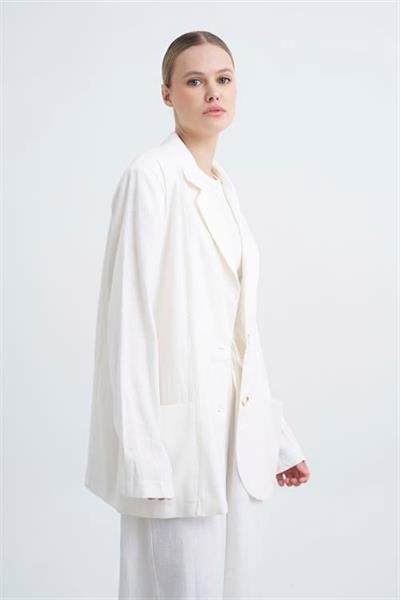 9430 KETEN CEKET BEYAZ