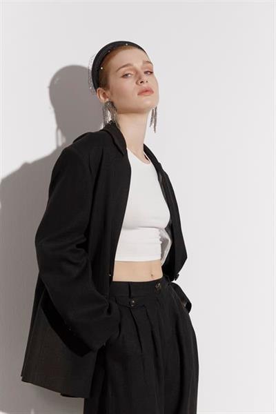 9430 KETEN CEKET SİYAH